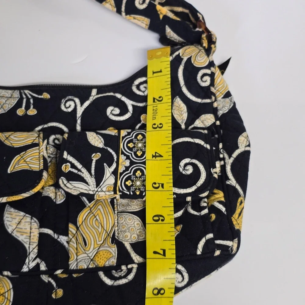 Vera Bradley Quilted Crossbody Bag Womens Black Yellow Bird Floral Boho - Picture 9 of 13